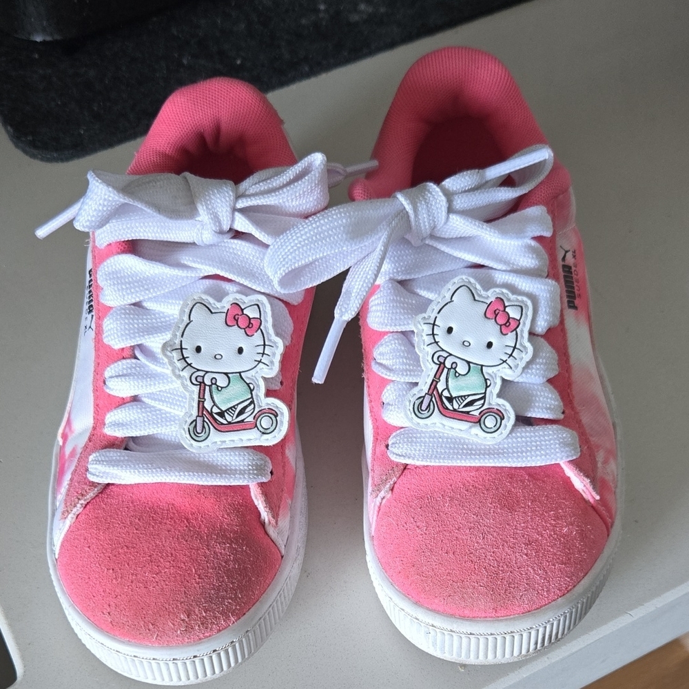 Hello Kitty Pink and White Kids Sneakers with Scooter Charm